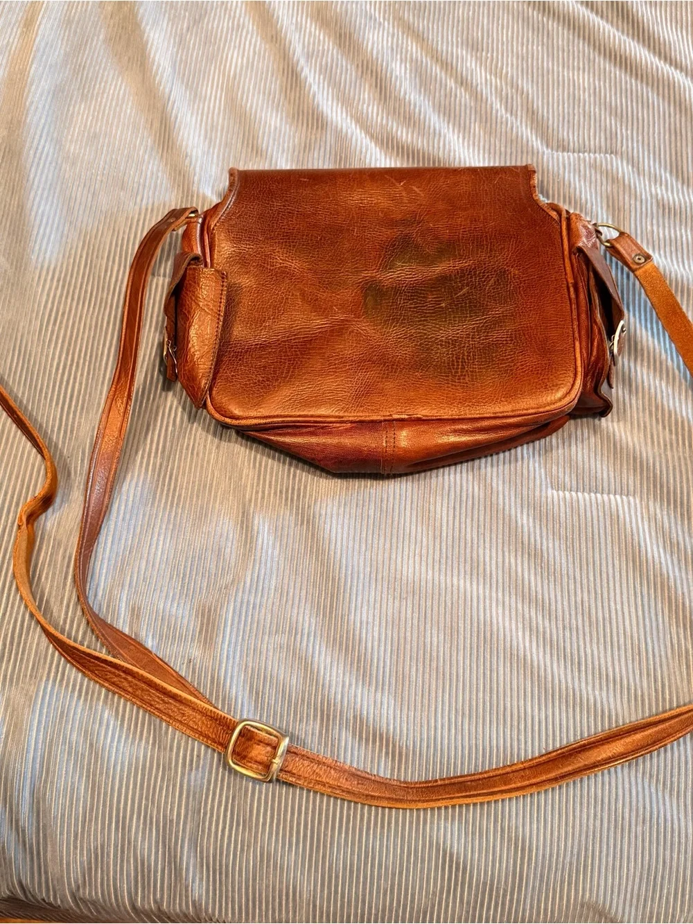 Vintage Brown Leather Men's Crossbody Satchel